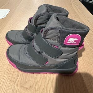 Sorel Kids' Charcoal and Fuchsia Boots